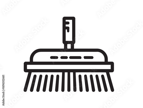 Minimalist Black Line Vector Drawing of Dethatcher for Lawn Care