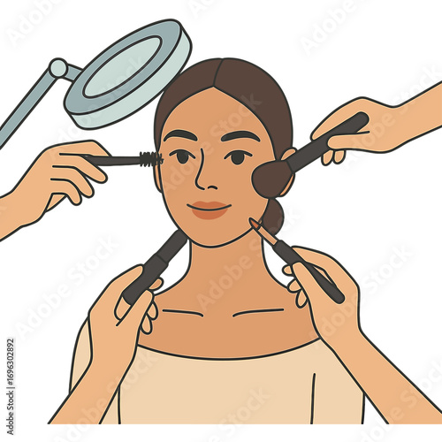 A young woman receiving a professional beauty and makeup session