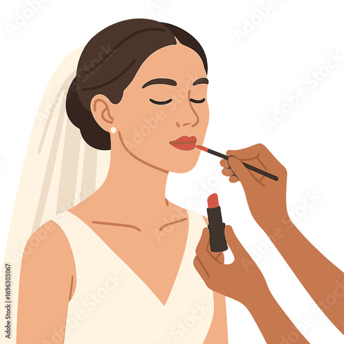 The bride has her makeup applied before the wedding ceremony