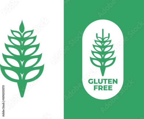Modern gluten free label with wheat icon for healthy food branding