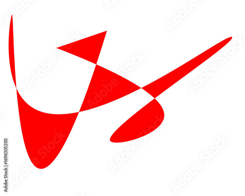 Dynamic abstract red shape suggesting motion and energy, perfect for modern branding and digital design projects, conveying forward momentum and abstract artistry with bold lines and curves.