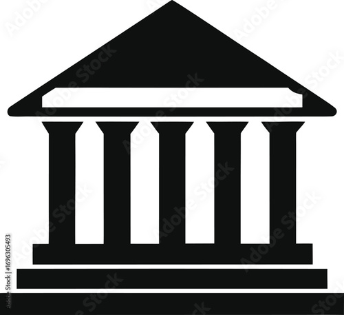 Classical Greek Temple Facade Silhouette Icon building architecture