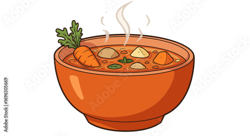 Delicious vegetable soup bowl carrot potato stew cuisine healthy food nutrition meal dinner lunch on transparent background