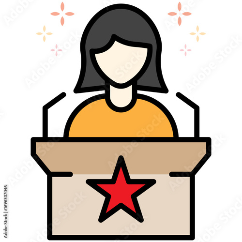 Celebrity endorsement podium with star icon