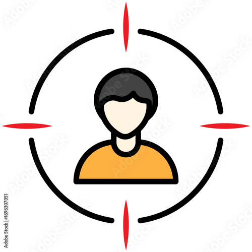 Target audience person in crosshair icon