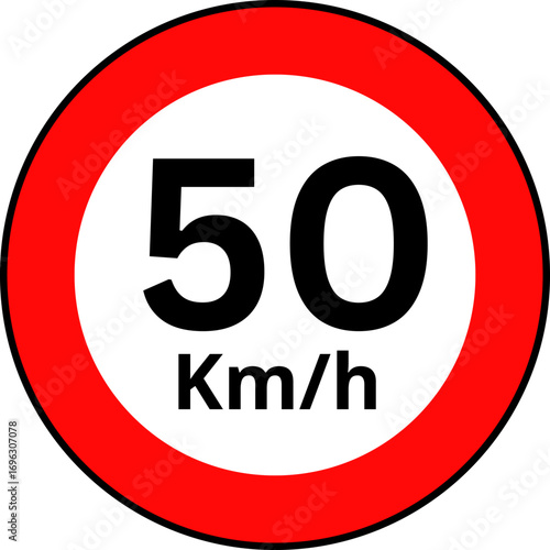 Speed Limit 50 kmh Traffic Sign Vector