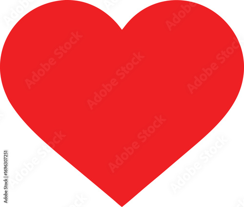 Simple Red Heart Shape Icon Isolated on White Background love symbol