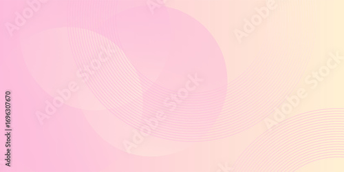 Abstract pink yellow gradient background. Minimalist circle geomteric shapes.