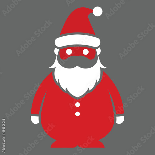 Stylized Red and White Icon of Santa Claus with a Large Beard and Mustache Christmas holiday