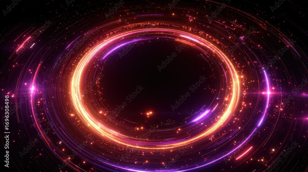 Obraz premium Cosmic portal: an artistic depiction of a cosmic portal with a vibrant display of neon lights, igniting the imagination and hinting at the mysteries of the universe.