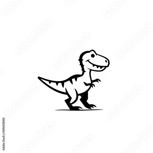 Allosaurus. Allosaurus simple black and white line art vector logo