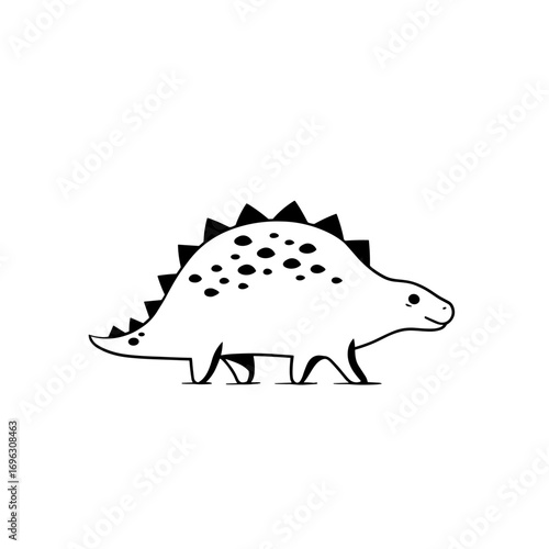 Ankylosaurus. Ankylosaurus simple black and white line art vector logo