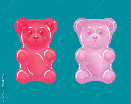 Colorful gummy bears for kids or CBD bears. Jelly bears