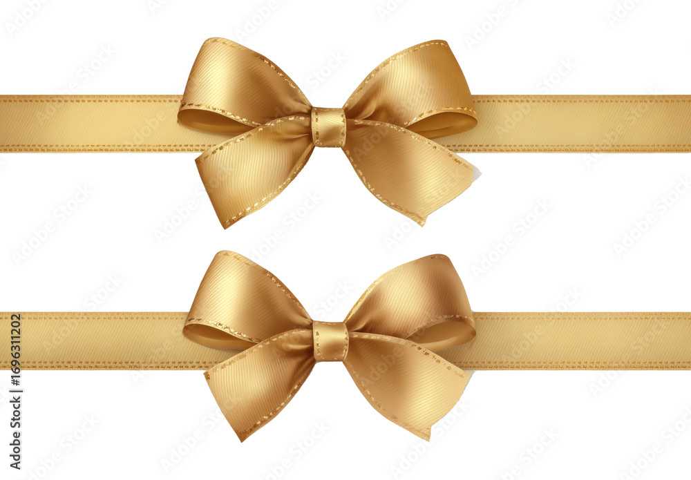 Fototapeta premium gold ribbon with bow on transparent background