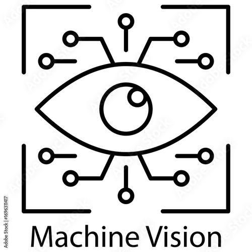Machine Vision Outline Style. Vector Illustration For Graphic Design
