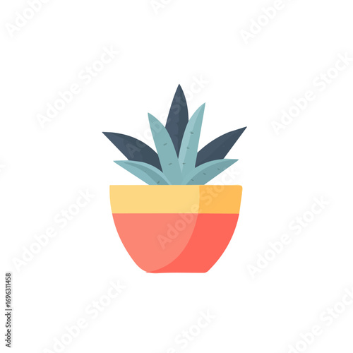 Icon clipart, Minimalistic 2D flat icon featuring a houseplant isolated on a white background, an element in vector and EPS format. clean vector design, simple illustration style	
