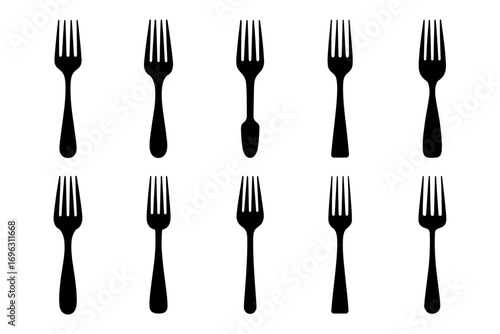 stylish forks utensil silverware silhouette