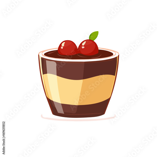 Icon clipart, Minimalistic 2D flat icon featuring pudding cup isolated on a white background, an element in vector and EPS format. clean vector design, simple illustration style