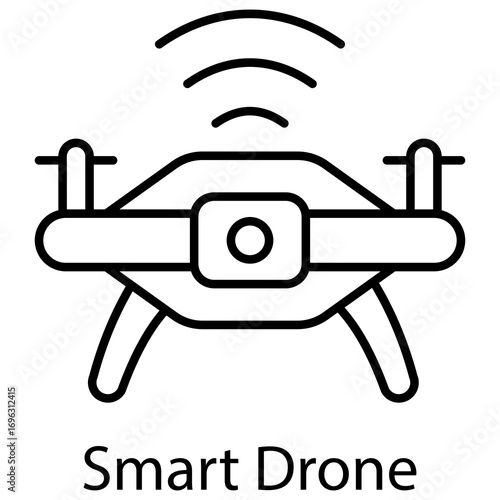 Smart Drone Outline Style. Vector Illustration For Graphic Design