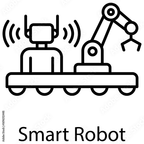 Smart Robot Outline Style. Vector Illustration For Graphic Design