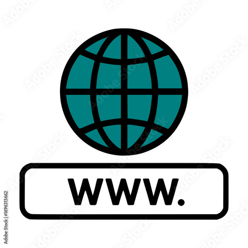 Go global online with a modern world wide web icon for website design and digital marketing needs