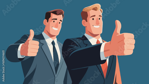 Business office personnel gave a thumbs-up in approval.Encourage and communicate with each other. Hand-drawn vector illustration