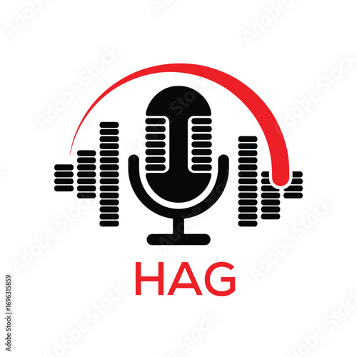 HAG Modern Company logo. HAG Microphone logo design for entrepreneur and business. HAG Music Audio Branding best icon.
