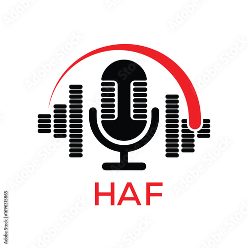 HAF Modern Company logo. HAF Microphone logo design for entrepreneur and business. HAF Music Audio Branding best icon.
