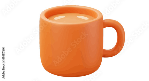 Orange coffee mug cup drink beverage caffeine morning refreshment ceramic container isolated background on transparent background