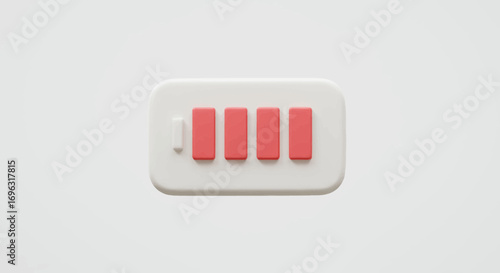 3D Rendering of a Fully Charged Battery Icon on a Clean White Background