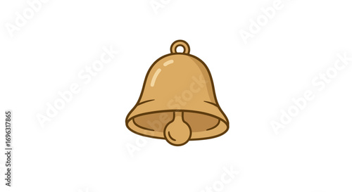 Golden bell notification alert icon ringing service reminder symbol alarm sound communication announcement on transparent background