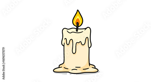 Burning wax candle flame light illustration graphic design art decoration holiday celebration drawing on transparent background