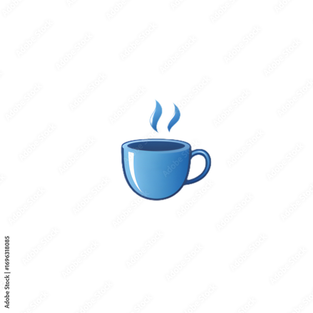 Obraz premium Cartoon Blue Coffee Cup Hot Drink PNG Background