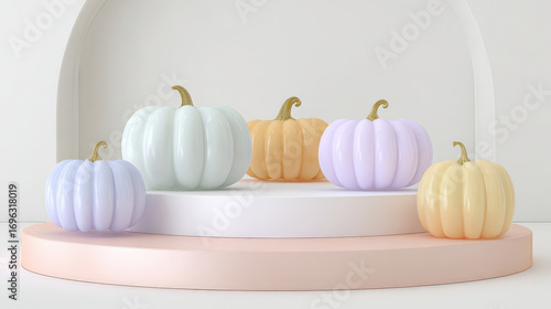 Halloween podium with pumpkins