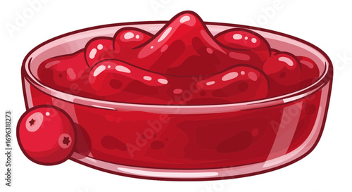 Delicious cranberry sauce in glass bowl for thanksgiving dinner holiday food dessert sweet treat berry dish on transparent background