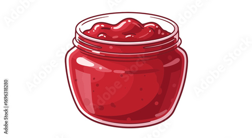 Delicious fruit preserve in glass jar sweet condiment food illustration kitchen pantry organic homemade treat on transparent background