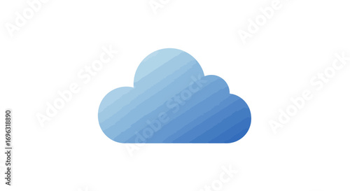 Blue cloud icon symbol on white background, cloud computing concept