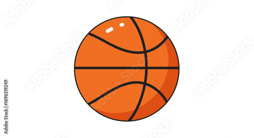Cartoon illustration of an orange basketball isolated on white background