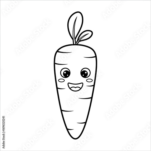 Cheerful Carrot Stick Coloring Page Basic Vegetable Buddy Art for Preschoolers