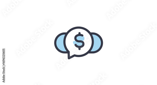 Financial discussion bubble representing banking, investments, and market trends
