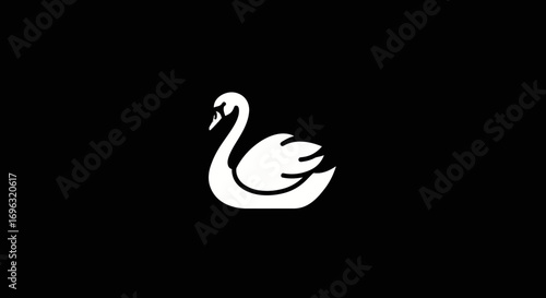 Elegant white swan silhouette on a dark background creates a minimalist design