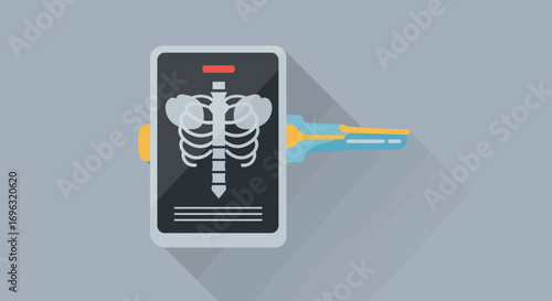 Flat Design Chest X-Ray Illustration for Medical Diagnostics and Healthcare