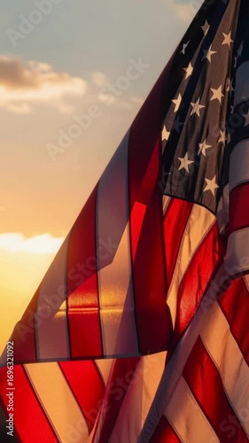 American Flag at Sunset Patriotism and Freedom