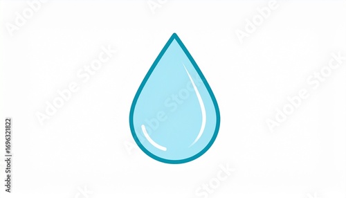 Blue water drops for purity and freshness on a white background