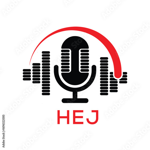 HEJ Modern Company logo. HEJ Microphone logo design for entrepreneur and business. HEJ Music Audio Branding best icon.
