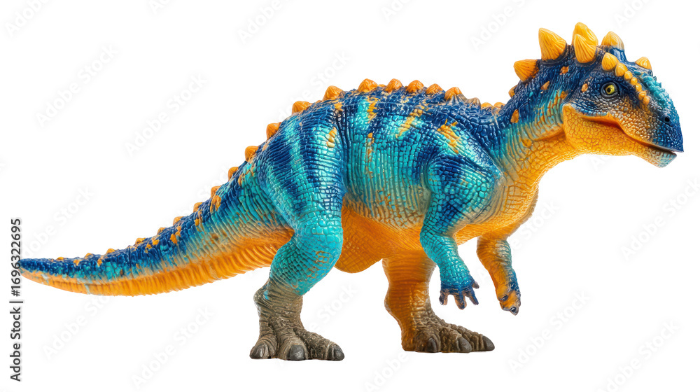Obraz premium Rubber dinosaur toy for kids with detailed texture, vibrant colors, transparent background