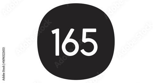 Number 165 in bold white font inside a black circle on a white background