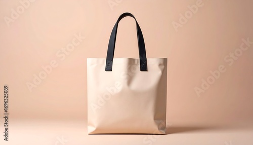 Beige tote bag on a beige background