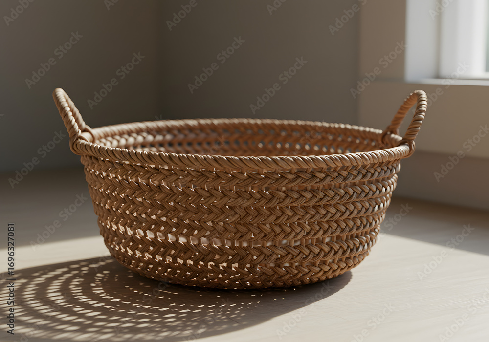 Fototapeta premium Woven basket container isolated home decor storage handmade object