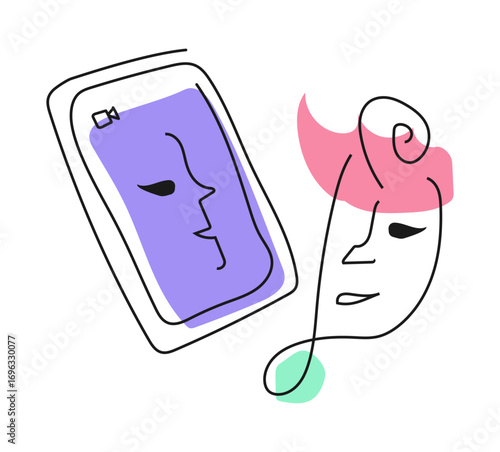 Long distance love, A doodle of two hearts connected through a phone, Love in pixels and When miles don’t matter